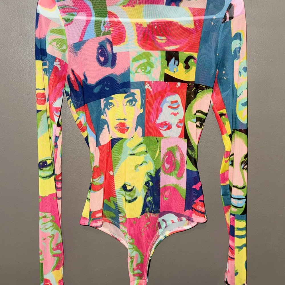 Colorful Graphic Long Sleeve Bodysuit